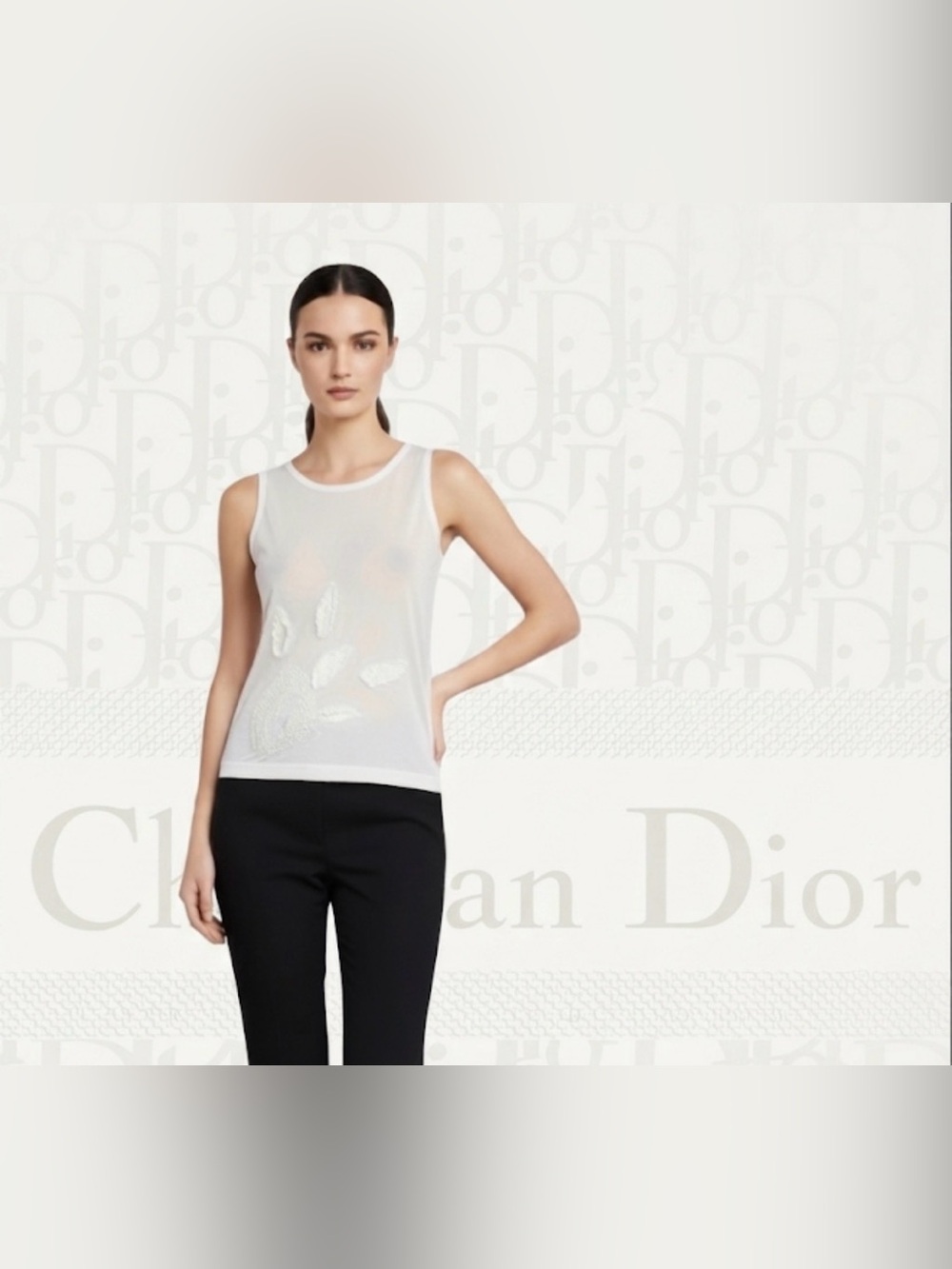 Authentic Christian Dior Boutique signature luxury designer sleeveless top sz 6